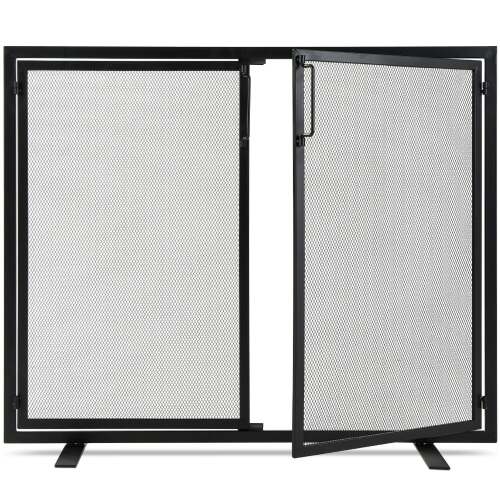 2-Door Wrought Iron Fireplace Screen w/ Magnetic Doors - 38.5x41in - Lot 7619