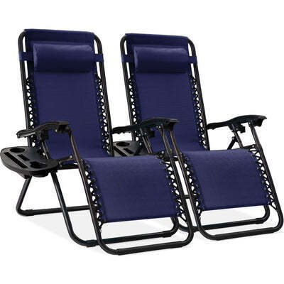 Set of 2 Adjustable Zero Gravity Patio Chair Recliners w/ Cup Holders - Lot 7542