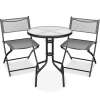 3-Piece Bistro Set w/ Glass Table, 2 Foldable Chairs - Thumbnail 1