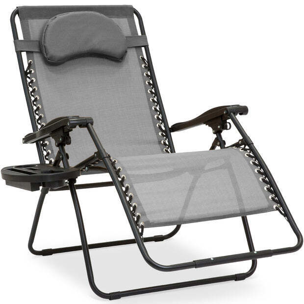 Oversized Reclining Zero Gravity Chair Lounger w/ Cup Holder, Pillow - Image 1 - Lot 7557