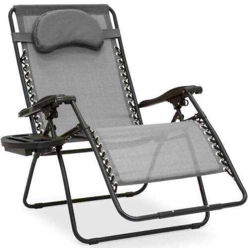 Oversized Reclining Zero Gravity Chair Lounger w/ Cup Holder, Pillow - Lot 7557