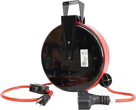 30 Ft Retractable Extension Cord Reel -GREY - Lot 7601