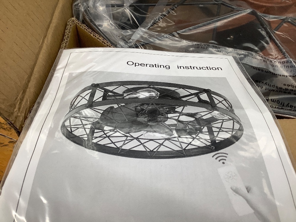 Inch Retro Ceiling Fan with Light, Caged Ceiling Fan with Lights - Image 4 - Lot 7604