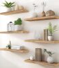 PHPH Wood Floating Shelves for Wall, Wooden Wall Shelves for Bedroom, Set of 6 Light Brown 24 Inch - Thumbnail 1