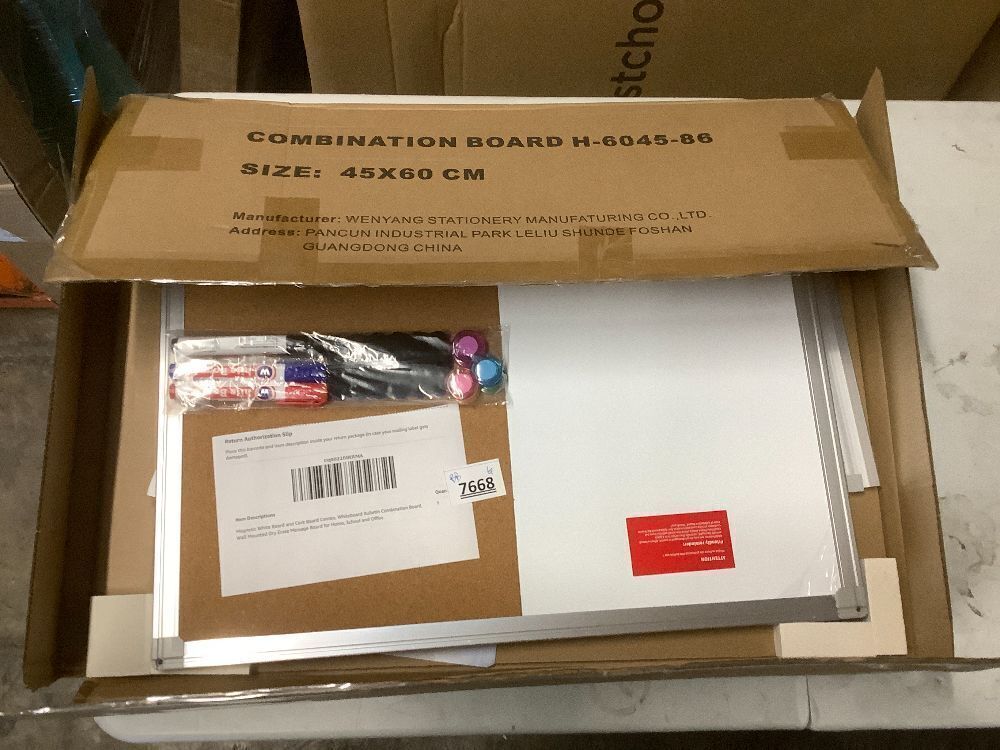 Magnetic White Board and Cork Board Combo, 24 X 18 inches Whiteboard Bulletin Combination Board, Wall Mounted Dry Erase Message Board for Home, School and Office - Image 2 - Lot 7668