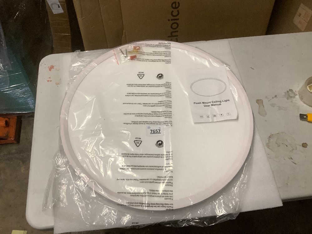 24 inch Led Ceiling Light Fixtures, 48W Ultra Thin Dimmable Flush Mount, 3000K/4000K/6500K Selectable, Round White Ceiling Lamp for Bedroom Kitchen Living Room Dining Room,White - Image 2 - Lot 7657
