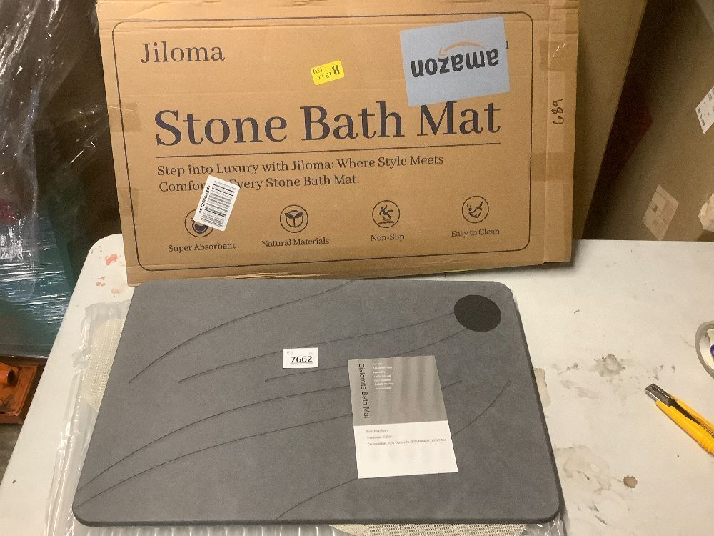 Stone Bath Mat Diatomaceous Earth Shower Mat Non-Slip Super Absorbent Bathroom Floor Mat Quick Drying Natural Easy to Clean (24' x 16" Grey) - Image 2 - Lot 7662