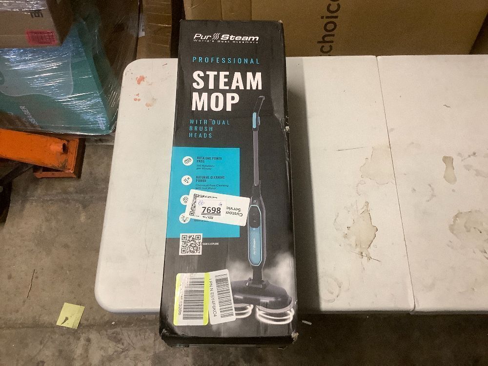 Pursteam ScrubMaster Steam Mop with Dual Scrubbing Head, LED Headlights, Adjustable Steam Control, Anti-Slip Swivel Head, Cable Holder & Upright Lock - Image 4 - Lot 7698