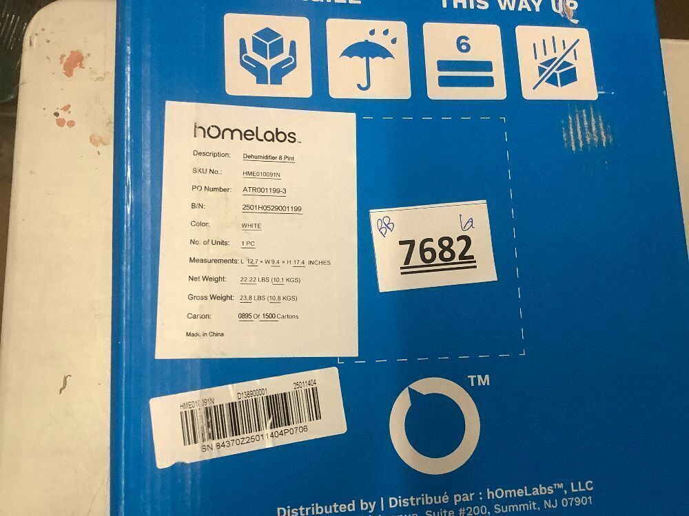 hOmeLabs 8 Pint Wi-Fi Dehumidifier for up to 1,800 Sq Ft Rooms (MAX 24 Pint at 95°F, 90% RH) – Ultra Quiet, Compact Design with Smart Controls and Drain Hose - Image 5 - Lot 7682