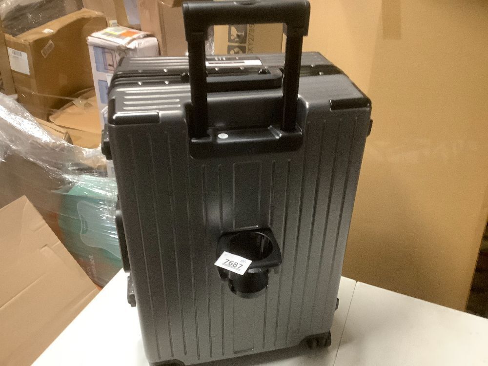UrbanExplorer 24 Inch Check-In Aluminum Frame Luggage, ABS+PC Hard Shell Suitcases with Spinner Wheels TSA Approved Checked Luggage, Zipperless Suitcases with Cup Holder, Black - Image 5 - Lot 7687