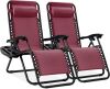 Set of 2 Adjustable Zero Gravity Patio Chair Recliners w/ Cup Holders - Thumbnail 1