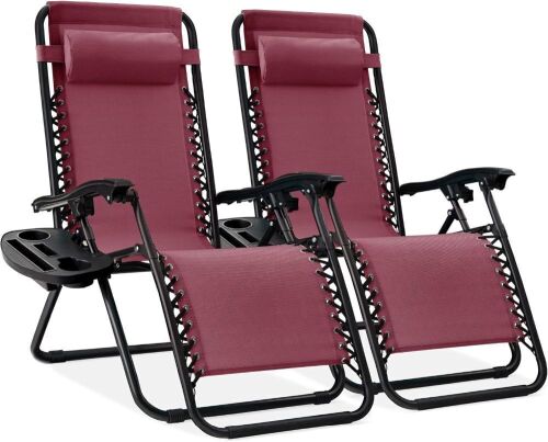 Set of 2 Adjustable Zero Gravity Patio Chair Recliners w/ Cup Holders - Lot 7387