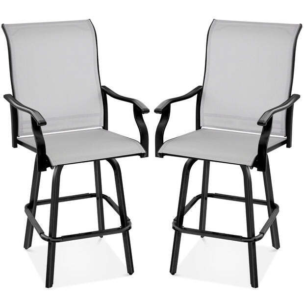 Set of 2 Swivel Barstools w/ 360 Rotation, All-Weather Mesh - Image 1 - Lot 7393