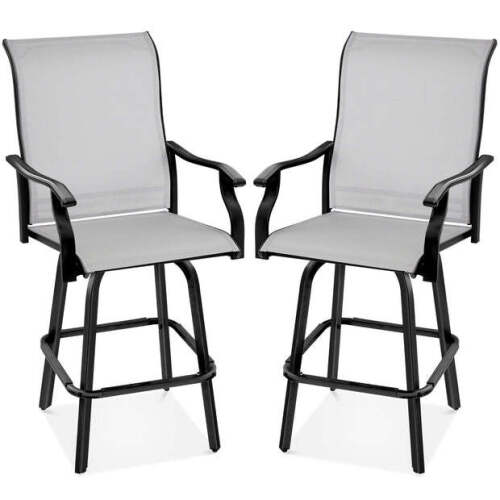 Set of 2 Swivel Barstools w/ 360 Rotation, All-Weather Mesh - Lot 7393