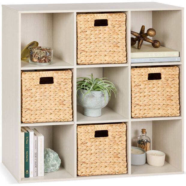 9-Cube Bookshelf Storage Display w/ 3 Removable Panels, Customizable Design - Image 1 - Lot 7399