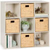 9-Cube Bookshelf Storage Display w/ 3 Removable Panels, Customizable Design - Thumbnail 1