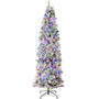 6ft Pre-Lit Snow Flocked Artificial Pencil Christmas Tree w/ Multicolor Lights - Lot 7404