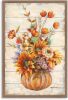 Sunflower Kitchen Pictures Wall Decor: Dark Brown Wood Grain Vintage Inspirational Wooden Background Sun floral Vase Print for Girls' Bedroom Yellow Blooming Flowers Framed (16"x24"x1 Panel) - Thumbnail 1