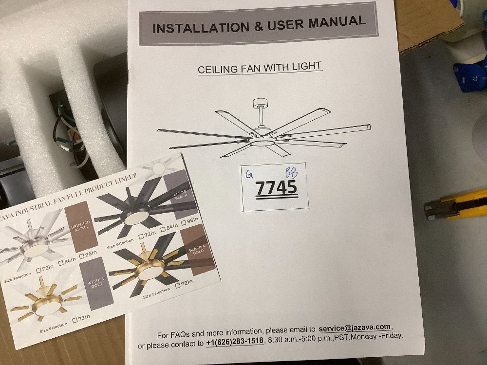 72 Inch Ceiling Fan With Light,Industrial Ceiling Fan With 8 Aluminium Metal Blades,Smart Fan Work with Alexa,Garage Indoor/Outdoor Fan For Living Room and Patio,CF04BK-72 - Image 4 - Lot 7745