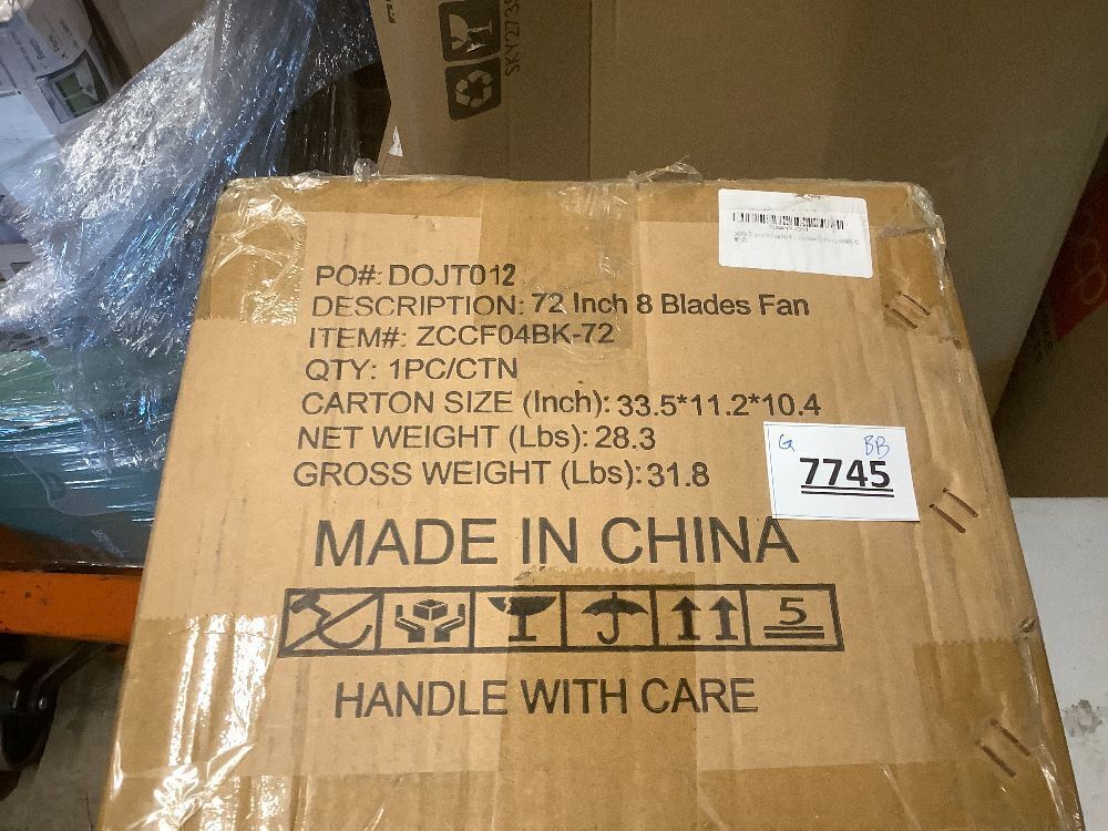 72 Inch Ceiling Fan With Light,Industrial Ceiling Fan With 8 Aluminium Metal Blades,Smart Fan Work with Alexa,Garage Indoor/Outdoor Fan For Living Room and Patio,CF04BK-72 - Image 7 - Lot 7745
