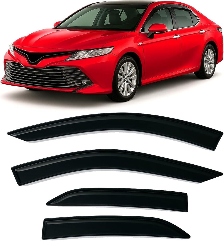 2018-2024 Tape-On Side Window Visor Deflectors for Toyota Camry XV70 L LE SE XLE XSE Hybrid Dark Tinted Rain Guards 2019 2020 2021 2022 2023 - Image 1 - Lot 7770