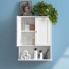 White Bathroom Wall Cabinet Over The Toilet Storage Cabinet, 24x30 Inch Wood Medicine Cabinets Wall Mounted Bathroom Cabinet with Doors for Laundry Room, Bedroom Kitchen - Thumbnail 1