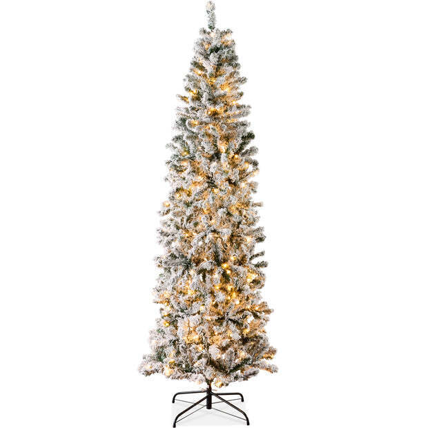 Pre-Lit Snow Flocked Artificial Pencil Christmas Tree - Image 1 - Lot 7445