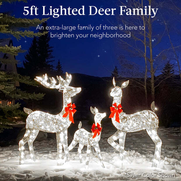 3-Piece Lighted Christmas Deer Set Outdoor Decor with LED Lights - Image 1 - Lot 7447