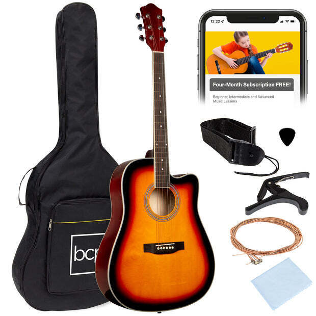 Full Size Beginner Acoustic Guitar Set with Case, Strap, Capo - 41in - Image 1 - Lot 7448