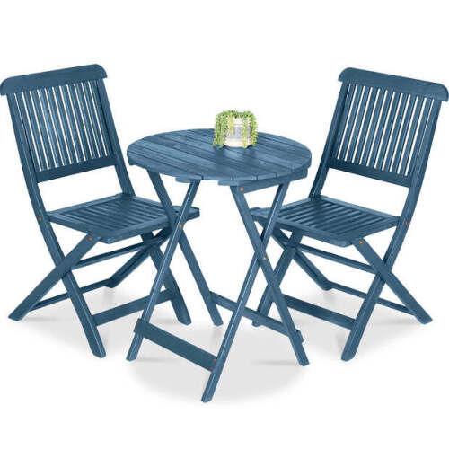 3-Piece Acacia Wood Bistro Set w/ Folding Table, 2 Chairs - Lot 7458