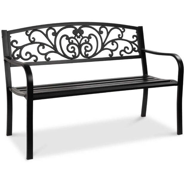 Steel Bench for Outdoor, Patio, Garden w/ Floral Design - 50in - Image 1 - Lot 7479