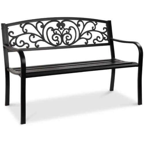 Steel Bench for Outdoor, Patio, Garden w/ Floral Design - 50in - Lot 7479