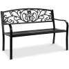 Steel Bench for Outdoor, Patio, Garden w/ Floral Design - 50in - Thumbnail 1