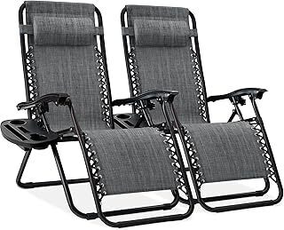 Set of 2 Adjustable Zero Gravity Patio Chair Recliners w/ Cup Holders - Lot 7493