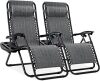 Set of 2 Adjustable Zero Gravity Patio Chair Recliners w/ Cup Holders - Thumbnail 1