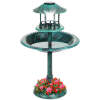 Solar Lighted Outdoor Pedestal Bird Bath w/ Planter, Decorative Bird Cage - Thumbnail 1