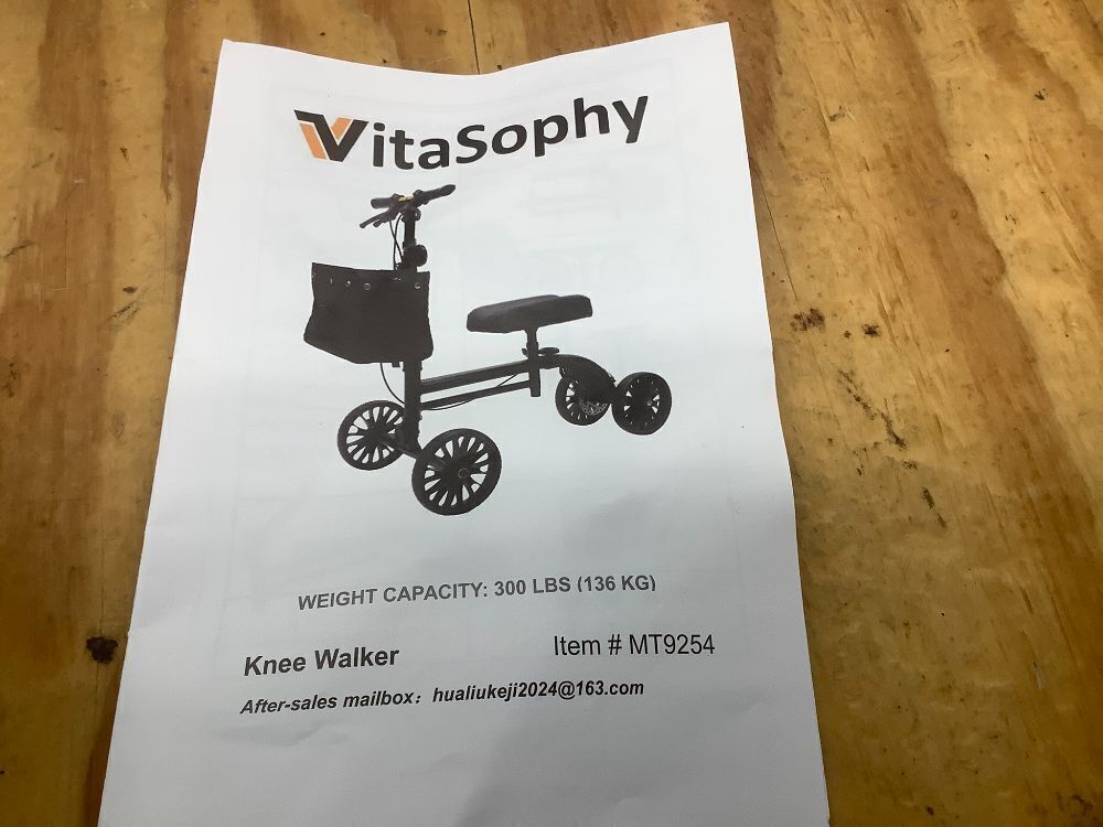 VitaSophy Knee Scooter with Disc Brake System, Steerable Knee Walker for Adults for Foot Surgery, Broken Ankle, Foldable Rover Scooter for Broken Foot Injured Leg Crutch (Black) - Image 4 - Lot 7717