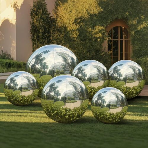 6PCS Inflatable Mirror Ball Set Reusable Big Shinny Balls Large Event Decoration Balloon PVC Disco Bubble Balloon with Electric Pump For Party, Wedding, Decor - Lot 7722