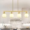 Zoaklighen Island Light for Kitchen,4-Light Gold Finish Kitchen Island Pendant Lighting with Round Frosted Glass Shades for Dining Table - Thumbnail 1
