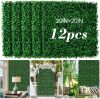 AOKIE 20"X20" Artificial Grass Wall, 12 Pcs Boxwood Hedge Wall Panels UV-Anti Grass Backdrop Wall Decor, Greenery Privacy Hedge Screen for Indoor Outdoor Patio Balcony, Party Garden Fence Decor - Thumbnail 1