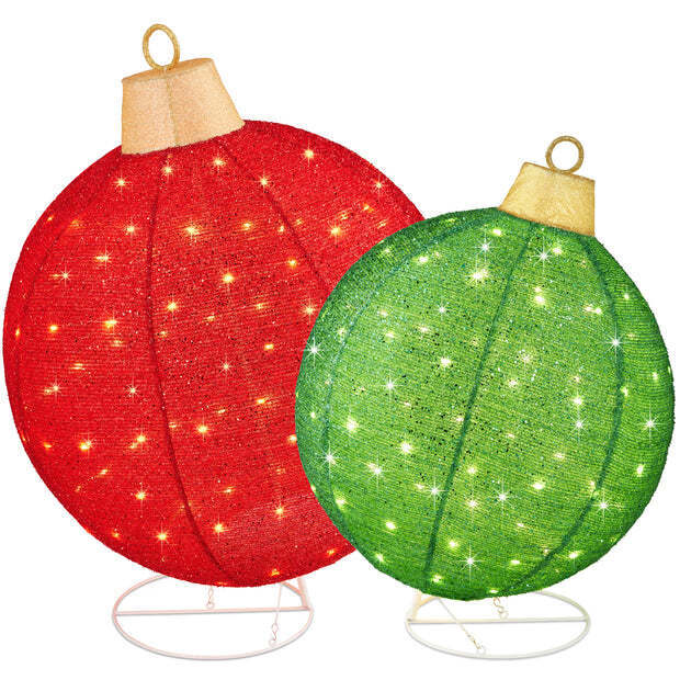 2pc Lighted Pop-Up Christmas Ornaments Decoration w/ 180 LED Lights, Stand - Image 1 - Lot 7675