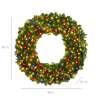 Pre-Lit Artificial Fir Christmas Wreath w/ Multicolor LED Lights, PVC Tips - Thumbnail 2