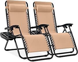 Set of 2 Adjustable Zero Gravity Patio Chair Recliners w/ Cup Holders - Lot 7778