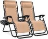Set of 2 Adjustable Zero Gravity Patio Chair Recliners w/ Cup Holders - Thumbnail 1