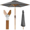 Outdoor Woodgrain Pattern Patio Umbrella Decoration w/ Tilt, Crank - 10ft - Thumbnail 1