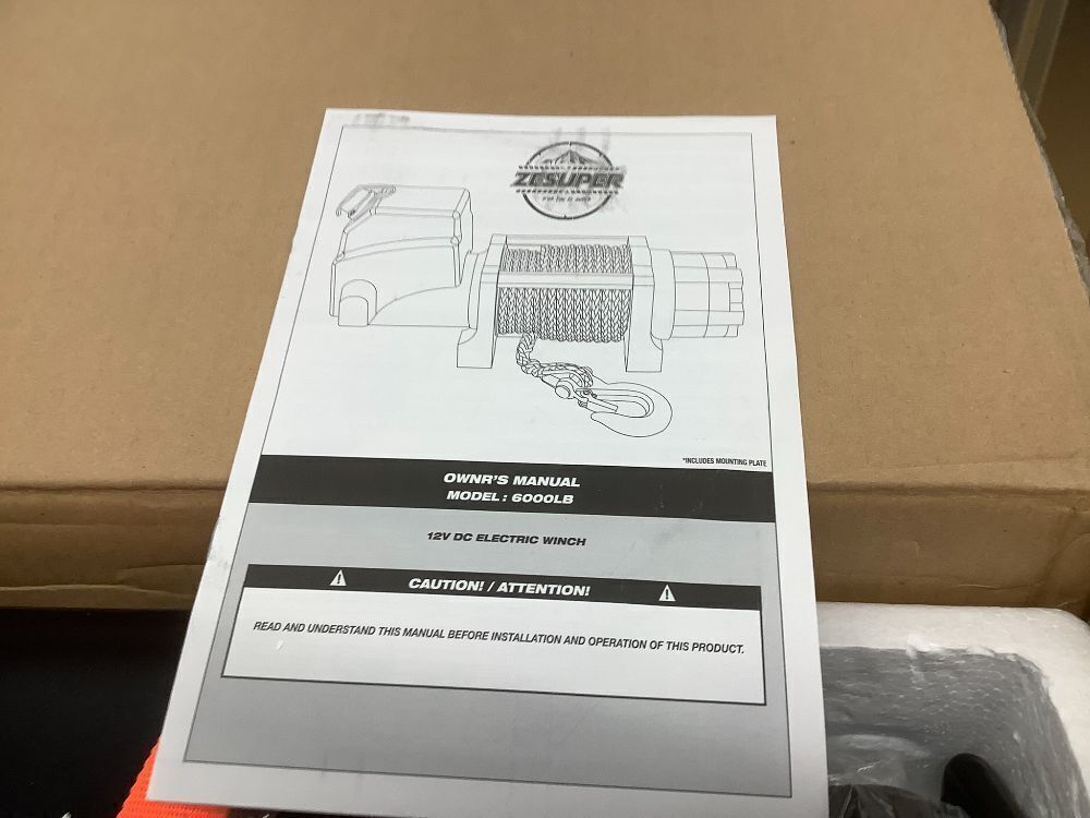 ZESUPER 6000lb Waterproof IP67 Electric Winch for UTV ATV Trailer, 12 Volt Winch with Synthetic Rope，Hawse Fairlead, Wireless Handheld Remote and Corded Control - Image 3 - Lot 7766