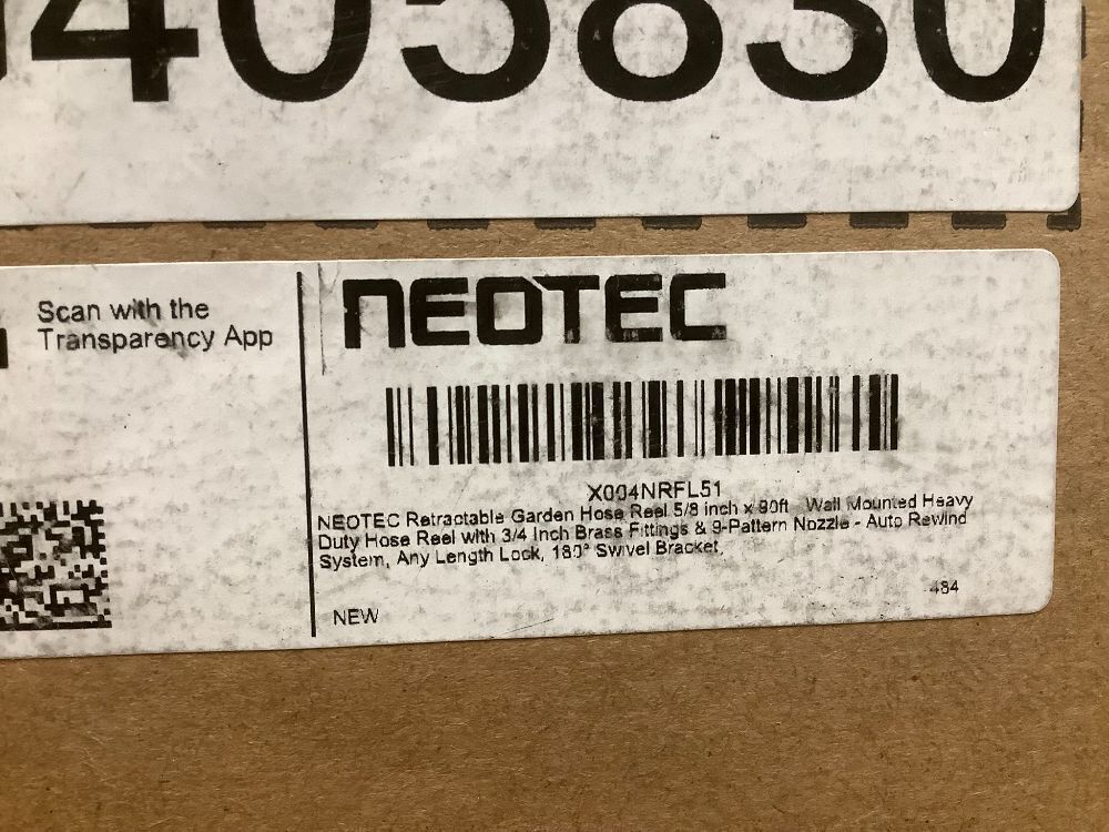 NEOTEC Retractable Garden Hose Reel 5/8 inch x 90ft - Wall Mounted Heavy Duty Hose Reel with 3/4 Inch Brass Fittings & 9-Pattern Nozzle - Auto Rewind System, Any Length Lock, 180° Swivel Bracket - Image 4 - Lot 7747