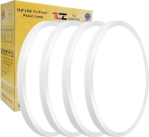 4PK 15.8 Inch LED Flush Mount Ceiling Light, 32W, 3480LM, 3000K/4000K/6000K CCT Selectable, White Ultra-Slim LED Ceiling Light Fixtures, Low Profile Round Flat Panel Light for Bedroom,Kitchen,Hallway - Lot 7772