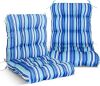 EAGLE PEAK Tufted Outdoor/Indoor Seat/Back Chair Cushions, Set of 2, 42'' x 21'', Blue Stripe - Thumbnail 1