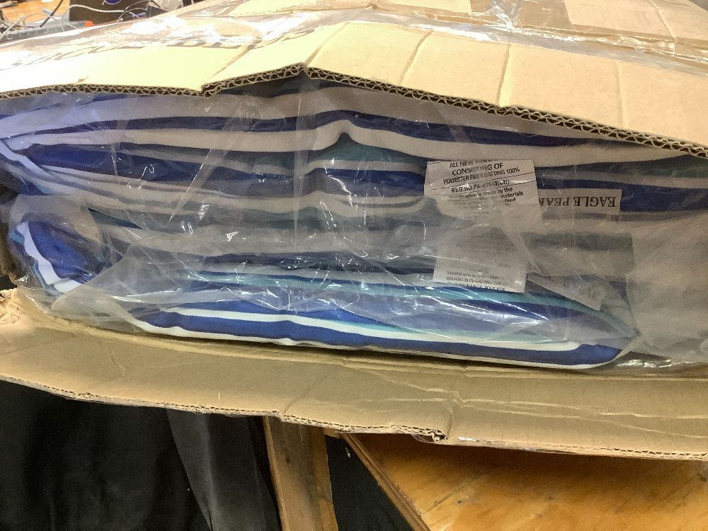 EAGLE PEAK Tufted Outdoor/Indoor Seat/Back Chair Cushions, Set of 2, 42'' x 21'', Blue Stripe - Image 3 - Lot 7845